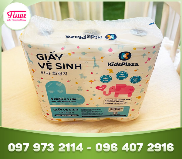 Giấy vệ sinh 3 lớp cao cấp 9 cuộn KidsPlaza